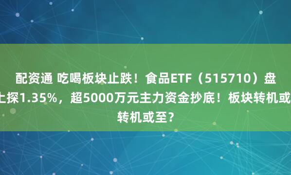 配资通 吃喝板块止跌！食品ETF（515710）盘中上探1.35%，超5000万元主力资金抄底！板块转机或至？